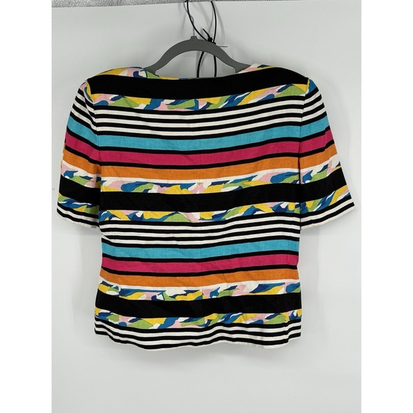 Vtg Rickie Freeman/Teri Jon 2 Pc. Coordinated Stripped Linen Top & Silk Skirt 8 - Picture 4 of 8